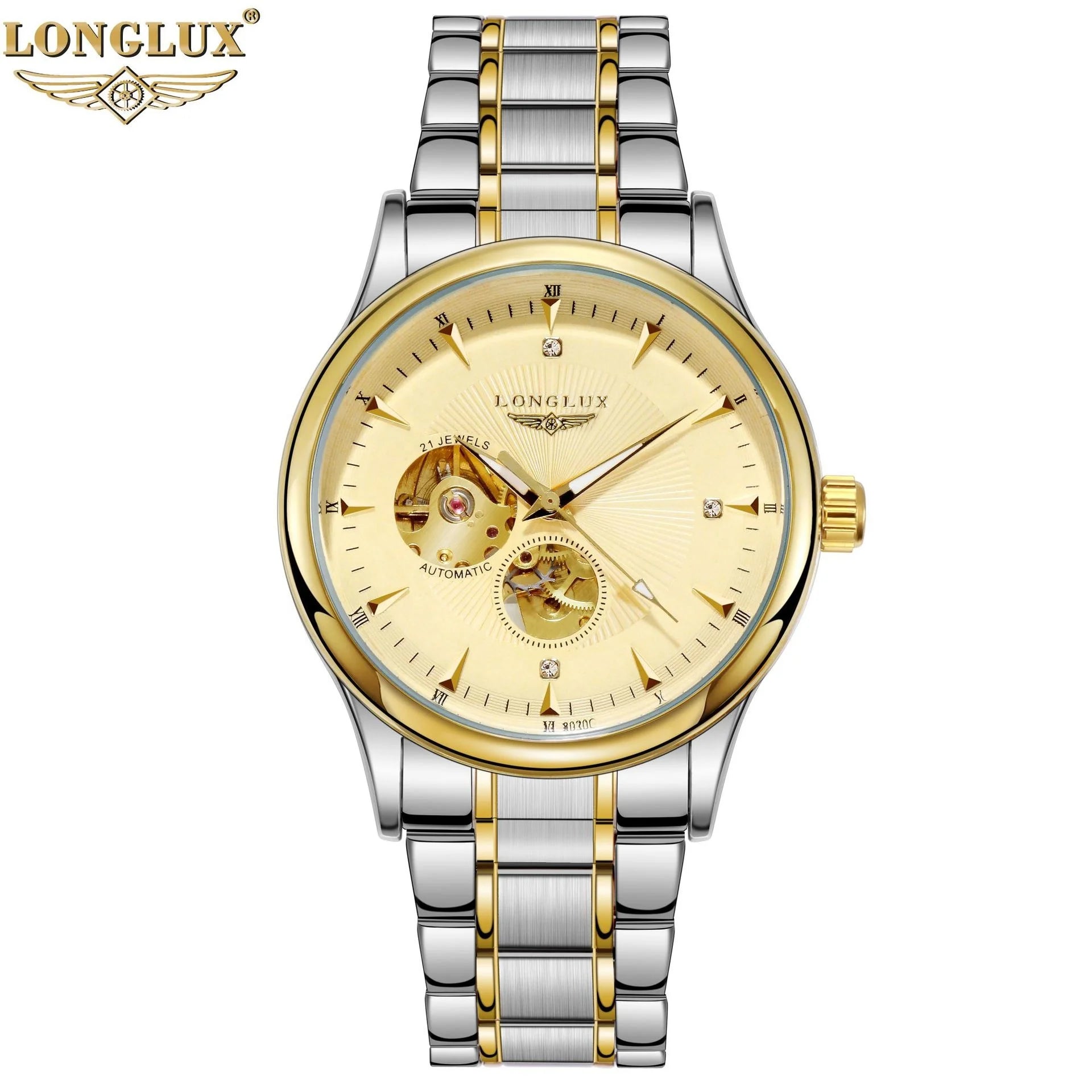 LONGLUX Hollow Men'sWatch Business Automatic Mechanical Watch Live Men's Watch