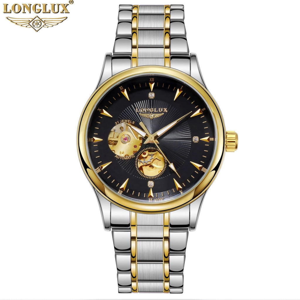 LONGLUX Hollow Men'sWatch Business Automatic Mechanical Watch Live Men's Watch