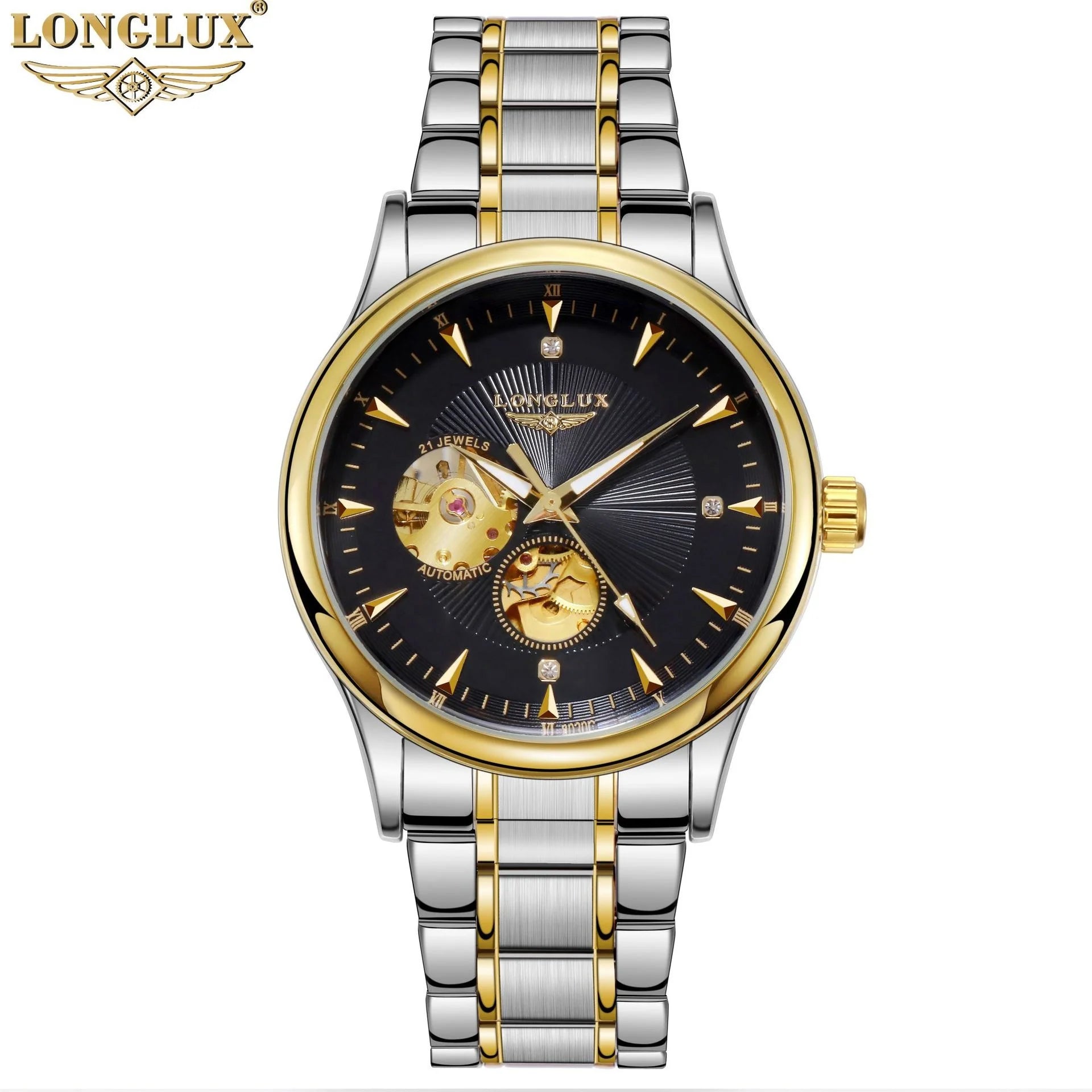 LONGLUX Hollow Men'sWatch Business Automatic Mechanical Watch Live Men's Watch