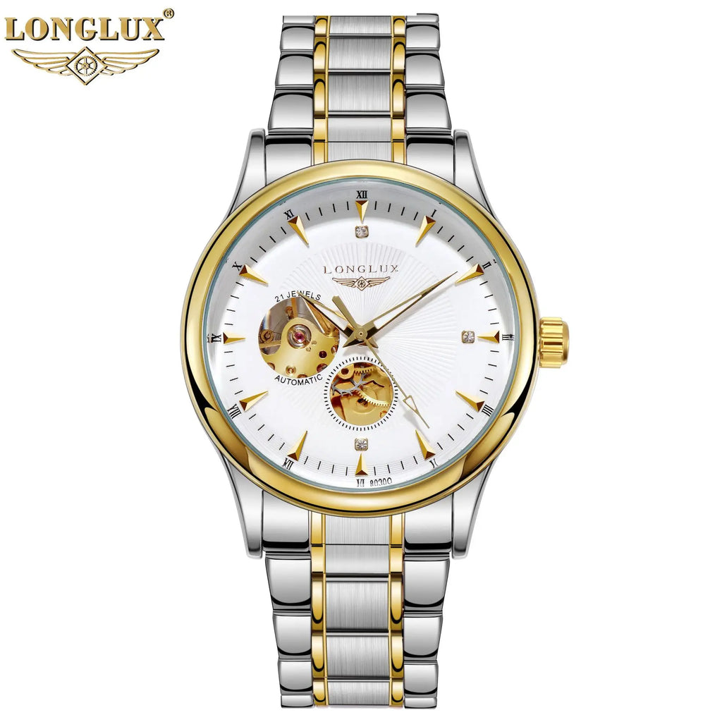 LONGLUX Hollow Men'sWatch Business Automatic Mechanical Watch Live Men's Watch