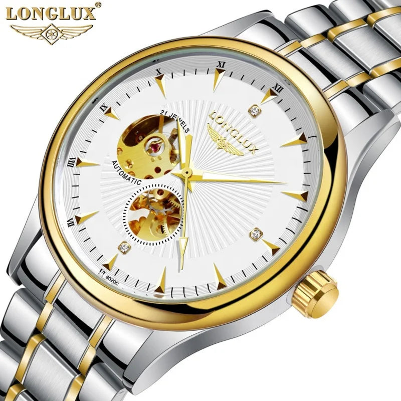 LONGLUX Hollow Men'sWatch Business Automatic Mechanical Watch Live Men's Watch