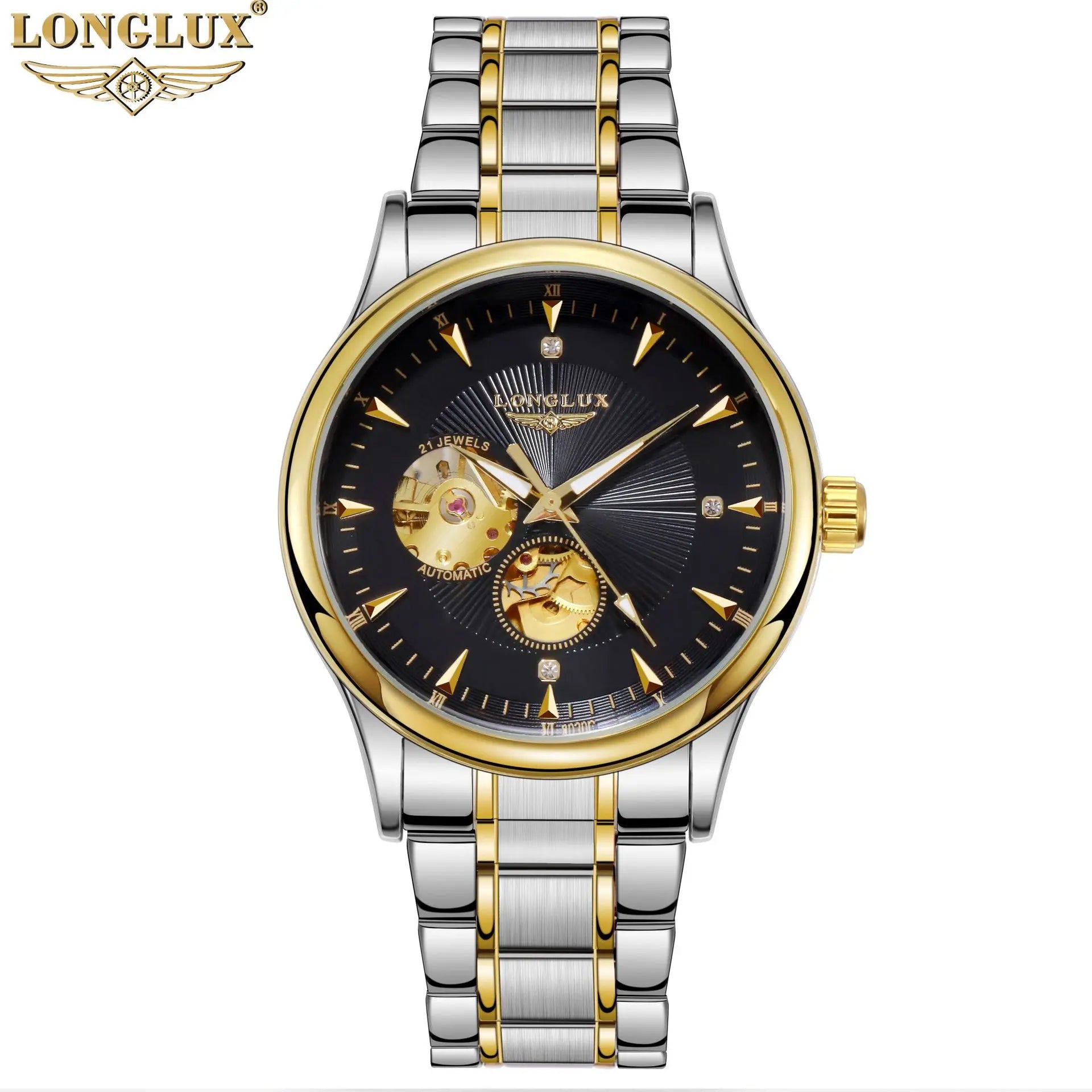 LONGLUX Hollow Men'sWatch Business Automatic Mechanical Watch Live Men's Watch