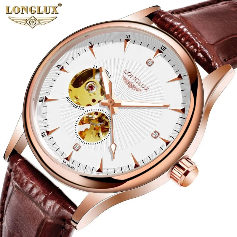 LONGLUX Hollow Men'sWatch Business Automatic Mechanical Watch Live Men's Watch