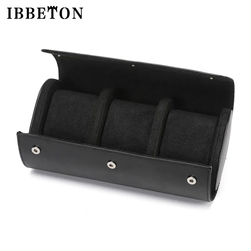 IBBETON 3-Slot Watch  Vintage Leather Watch Display Case Watch