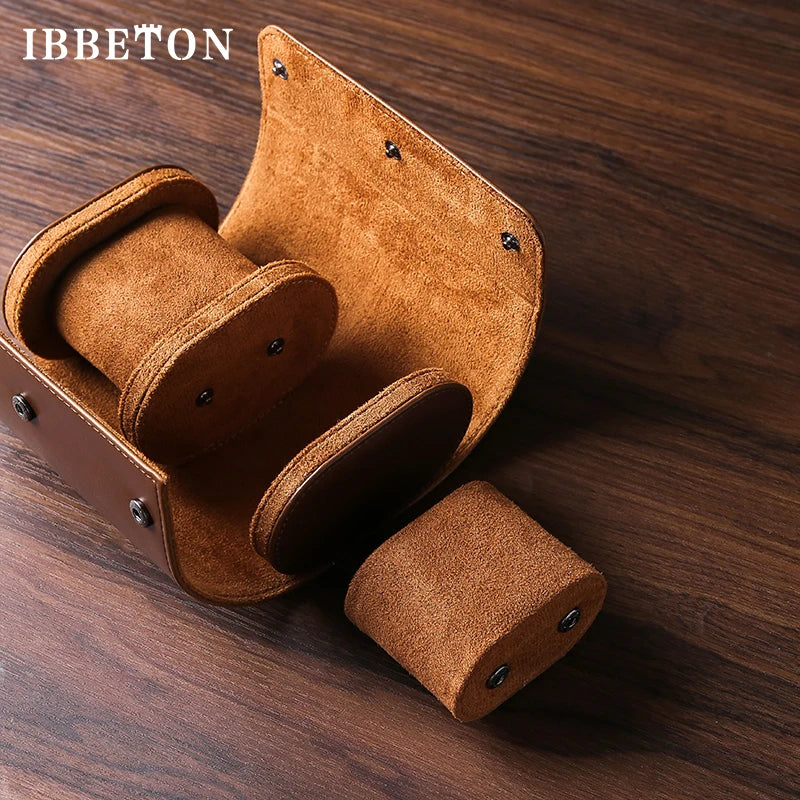 IBBETON 3-Slot Watch  Vintage Leather Watch Display Case Watch