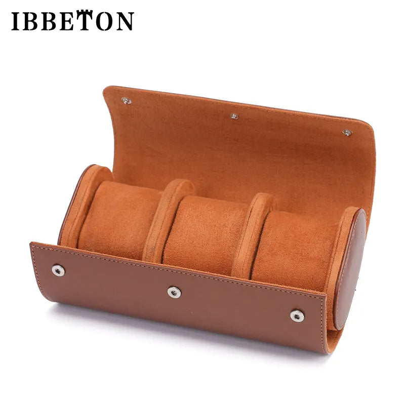 IBBETON 3-Slot Watch  Vintage Leather Watch Display Case Watch